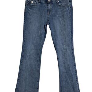 Y2K Maurices Premium Distressed Flare Jeans Size 11 / 12 Blue Denim